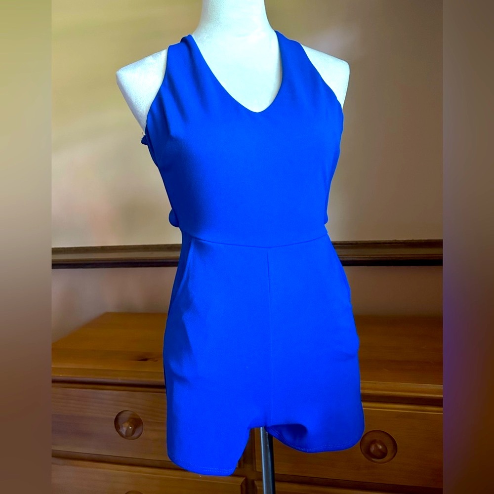 Cobalt Blue Sleeveless Racerback Jumpsuit with Pockets